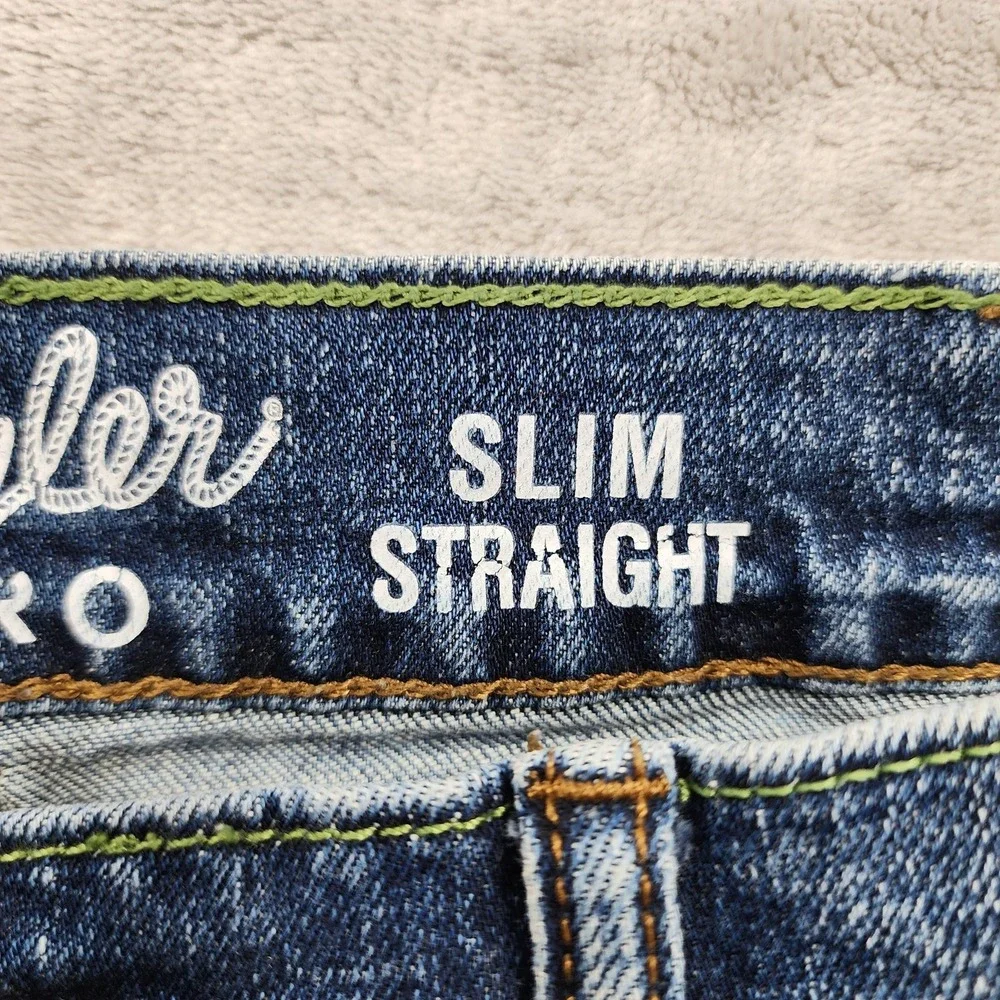 Wrangler Jeans Mens 32x36 Blue Retro Slim Straight Stretch Denim Medium Wash